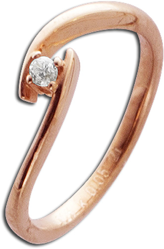 Ring in Rotgold 585/- mit 1Brillanten 0,05ct W/SI