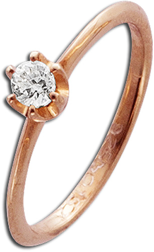 Ring in Rotgold 585/- mit 1Brillanten 0,15ct W/SI