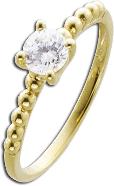 Ring in Gelbgold 333/- miteinem Zirkonia 5mm, br. 2mmst. 1mm