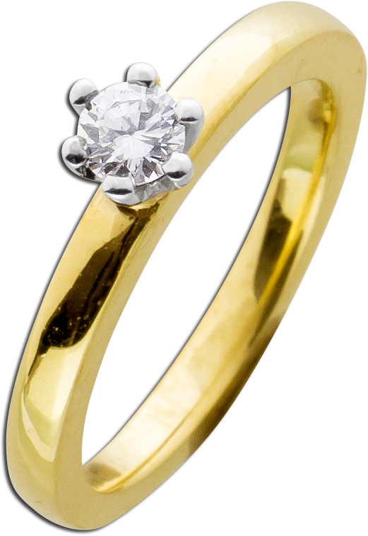 Diamantring Gold 585 Brillant Ring Diamant 0,25ct W/SI Verlobungsring  Vorsteckring Solitär Weißgold Krappenfassung - Goldringe
