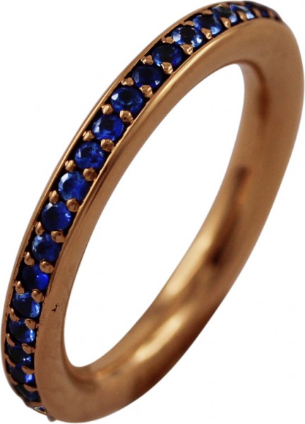 Memoire Ring 43 blauen Saphiren 0,81ct Rosegold 750 by Saskia Dattner