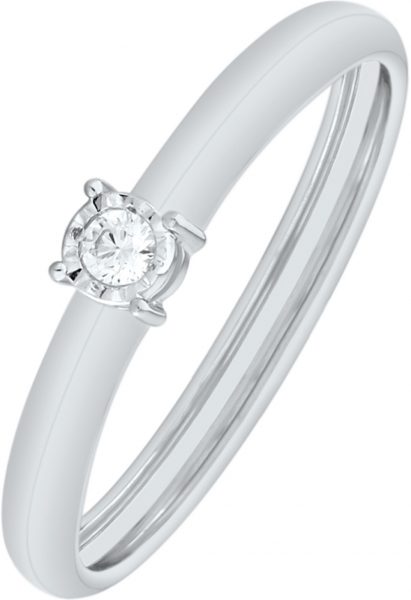 Solitär Ring Weissgold 375 Diamant Brillant 0,04ct W/I1 Krappenfassung Verlobungsring