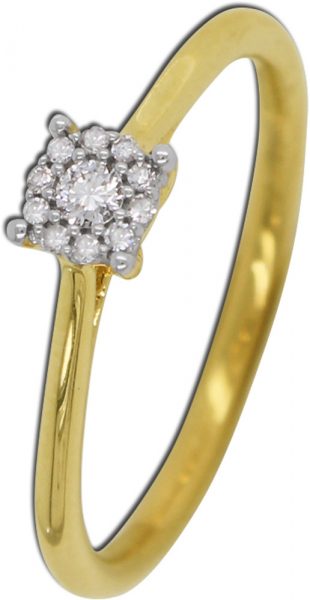 Ring Gelbgold 585 14 Karat 11 Diamanten  0,08ct W/SI