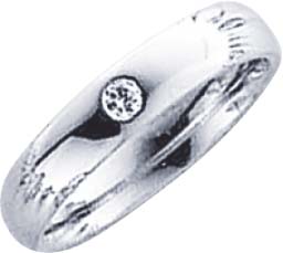 Trauring in Weißgold 750/-, Brillant 0,05 ct W/SI, Breite 4,0mm, Stärke 1,7mm, der Ring ist hochglanz poliert, die Gravur der Trauringe sowie das Etui erhalten Sie kostenlos und bei diesen einfarbigen Trauringen – Eheringen ist auch der kostenlos