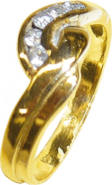 Märchenhafter Ring in GG 333/- poliert mit 5 Zirkonia je 2mm, Breite 7mm und Stärke 1,5mm. Dieses wunderschöne Einzelstück ist nur noch in Größe 17,8mm erhältlich – von feinster Juweliersqualität aus Stuttgart – ABRAMOWICZ – die Nr. 1 für Gold, Silber und