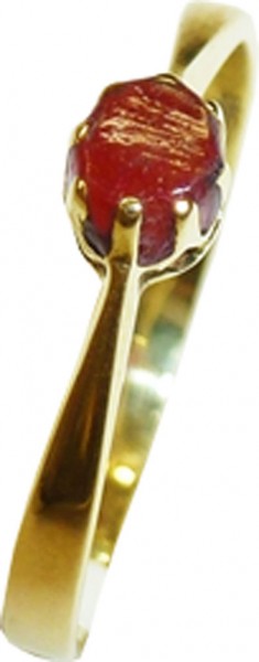 Traumhafter Ring in Gelbgold 333/- poliert mit einem echten Rubin Durchmesser 3,5mm, Rinbreite 2mm, Stärke 1mm. Ein Einzelstück in Größe 16 aus dem Hause Abramowicz – die Nr. 1 für Gold, Silber und Edelsteine. Besuchen Sie auch unseren Outletverkauf in St