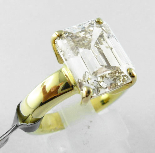 Diamant Ring Gelb Gold 585 4,78ct Smaragd Schliff IGI Zertifikat