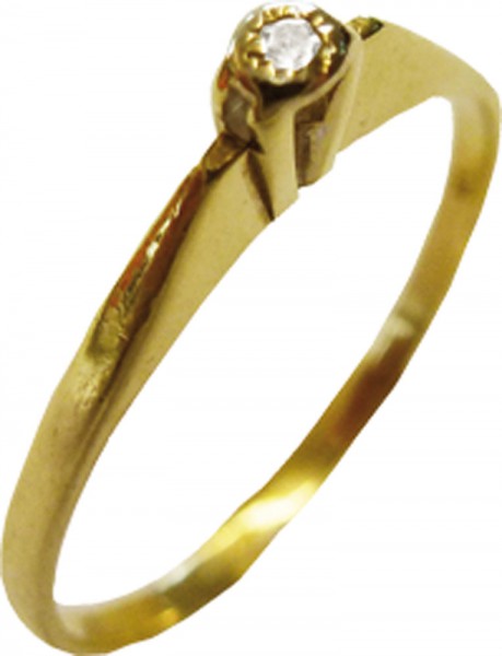 Wunderschöner Ring in Größe 16,8 mm aus feinstem Gelbgold 333/-, besetzt mit einem echten, funkelnden Diamanten 8/8, 0,01 ct. W/P. Sehr hochwertig in der Verarbeitung. Ein sehr edles Einzelstück in feinster Juweliersqualität zum unschlagbaren Preis aus de