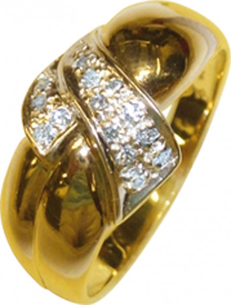 Goldring, bezaubernder Goldring in feinem Gelbgold 333/- verziert mit 15 strahlenden Diamanten 8/8 W/P 0,10ct, Breite 11mm, Stärke 4,2mm, dieses Schmuckstück und viele weiter  gibt es selbstverständlich nur in Premiumqualität von Deutschlands Nr. 1 für Go