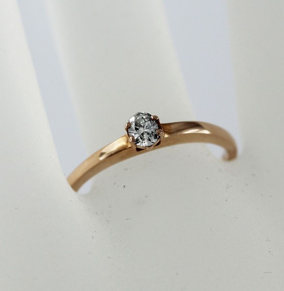 Solitär Ring Verlobungsring Roségold 585/- 1 Diamant 0,19ct River/IF Ovalschliff