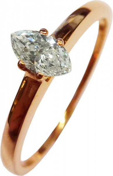 Solitär Ring Verlobungsring Roségold 585/- 1 Diamant 0,29ct River/IF Navetteschliff