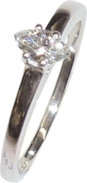 Solitär Ring Verlobungsring Weißgold 585/- 1 Diamant 0,20ct River/IF Navetteschliff