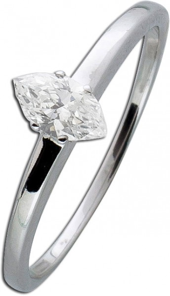 Diamantring Verlobungsring Weißgold 585 Diamant 0,44ct River / Lupenrein Navetteschliff