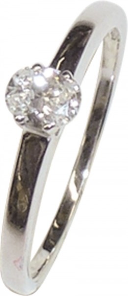 Solitär Ring Verlobungsring Weissgold 585/- 1 Diamant 0,30ct River/IF Ovalschliff