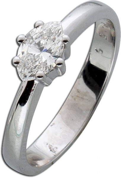 Diamantring Verlobungsring Weißgold 585 Diamant 0,59ct TW / SI Navetteschliff