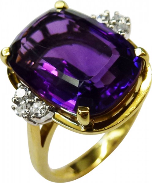 Ring Gelbgold 585/- Amethyst Diamant