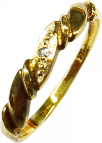 Feiner Ring Gelbgold 333/- funkelnder Diamant 8/8 W/P gemustert Einzelstück