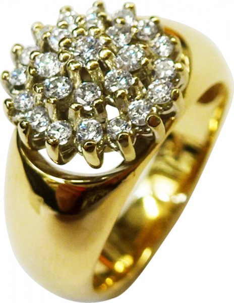 Prachtvoller Brillant Ring Gelbgold 585/- mit 25 strahlenden Brillanten TW/LP Unikat