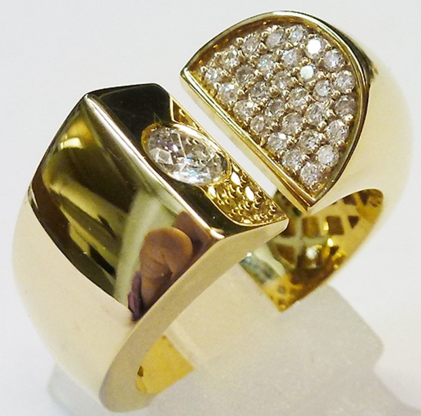 Brillant Ring Gelbgold 585/-,  30 Brillanten Jette JOOP 18mm