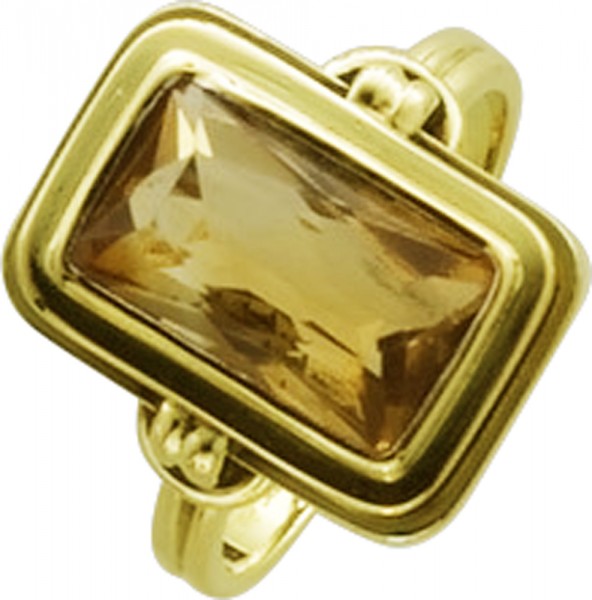 Ring mit einem zitronengelben Citrin in Gelbgold 585/- poliert