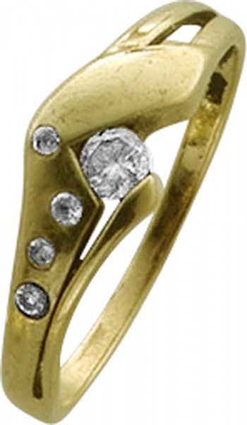 Ring in Gelbgold 333/- mit 5 funkelnden Zirkonia Größe 19,2mm