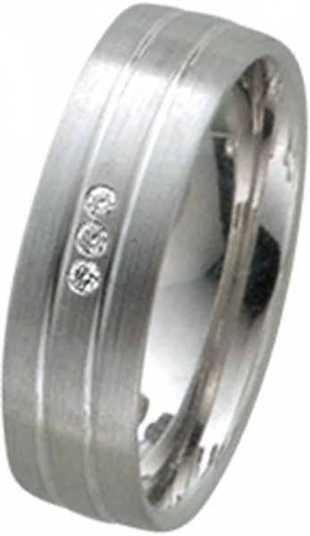 Ring in Weißgold 585/-, 17 mm mattiert, 3 Brillanten 0,024ct W/SI