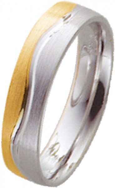 Ring in Weißgold 585/- und Gelbgold 585/-, mattiert Wellenfuge  20mm