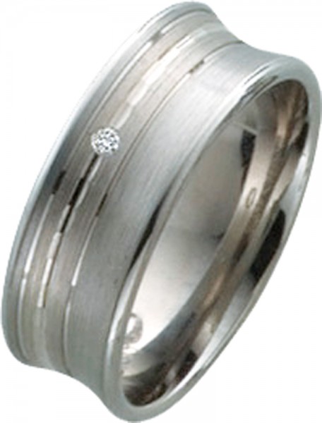 Ring in Palladium 585/-außen und Weißgold 585/- innen , 17mm mattiert, 1 Brillant 0,01ct W/SI