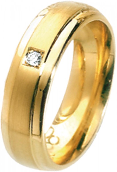 Ring Gelbgold 585/-,  1 Brillant0,02ct W/SI, 17 mm