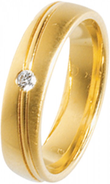Ring in Gelbgold 585/-, mit 1 Brillanten 0,06ct W/SI, Ringgröße 55,5mm,  Breite 5mm, Stärke 1,7mm.