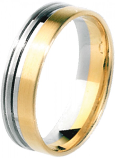 Ring mattiertes Gelbgold 585/- poliertes Weißgold 585/-, 20mm