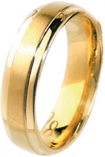 Ring in Gelbgold 585/-, Breite 6mm, Stärke 2mm, mattiert-polierte Oberfläche