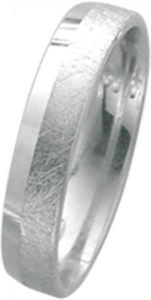 Ring in Wießgold 585/-, Ringgröße 61,5mm, Ringbreite 4mm, Ringstärke 1,2mm, Oberfläche teils Eismatt Optik mattiert und hochglanz poliert.