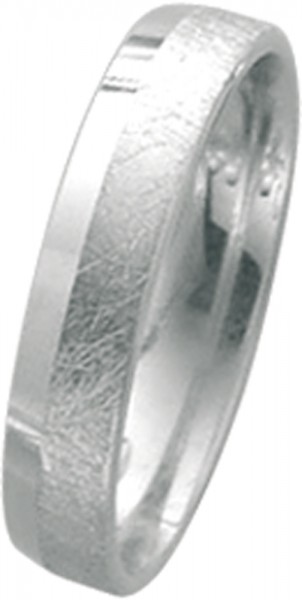 Ring in Weißgold 585/- in Ringgröße 54mm, Ringbreite 4mm und Ringstärke 1,2mm Oberfläche mattiert in Eismatt Optik und hochglanz poliert.