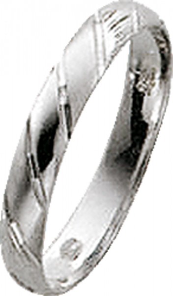 Ring in Weißgold 585/-, Ringgröße 63 mm (20), Ringbreite 3mm, Ringstärke 1,3mm, Oberfläche mattiert und hochglanz poliert.