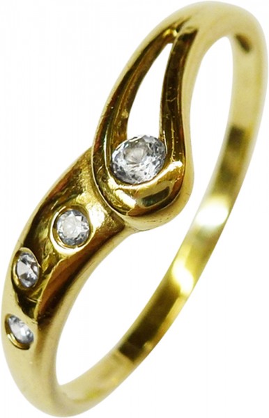 Traumhafter Damenring in Gelbgold 333/-, poliert,  in 19mm, mit 4 strahlenden Diamanten