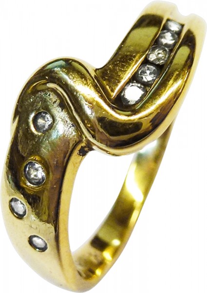Verspielter Ring in Gelbgold 333/- in 19mm, mit 9 funkelnden Zirkonia