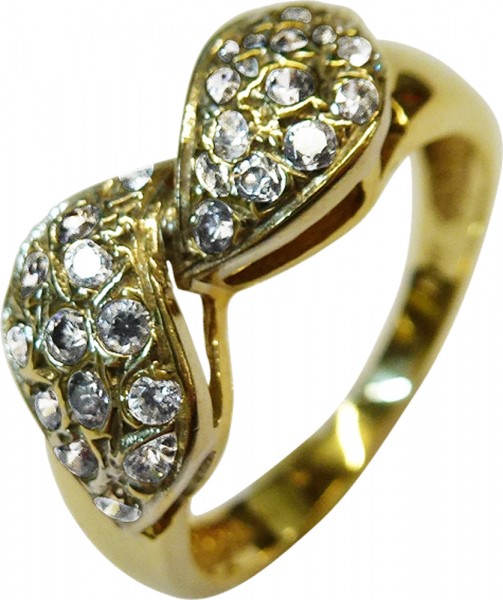 Tropfenförmiger Ring in Gelbgold 585/- besetzt mi 28 strahlenden Brillanten