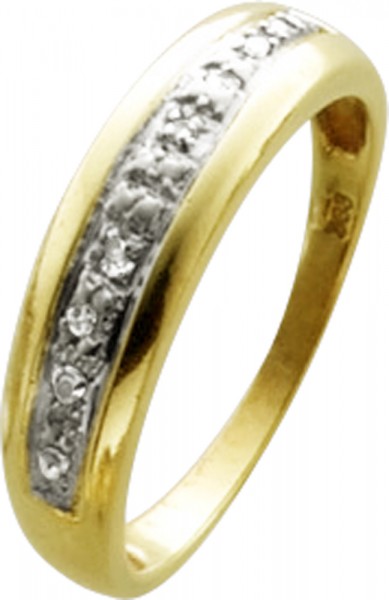 Eleganter Ring Gelbgold 333/- 4 Diamanten 8/8 W/P,  19,3 mm Größe nicht änderbar