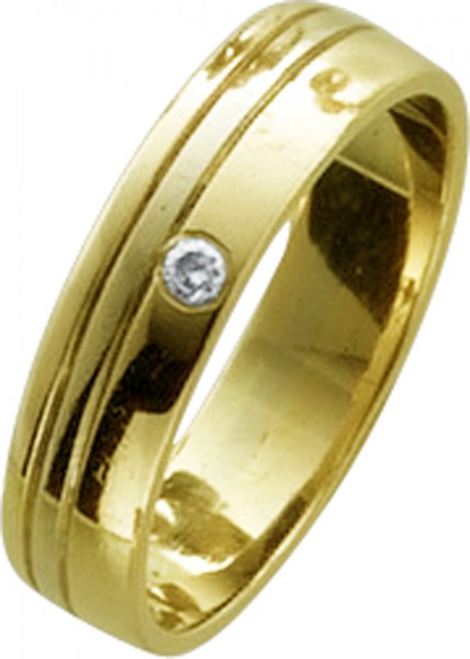 Ring in hochwertigem poliertem Gelbgold 585/- Brillant 0,05ct TW/SI, 18,5 mm änderbar