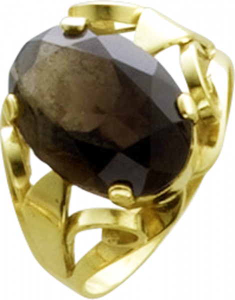 Ring in Gelbgold 585/- mit großem ovalen Rauchquarz Ringgröße 18mm, kann geändert werden