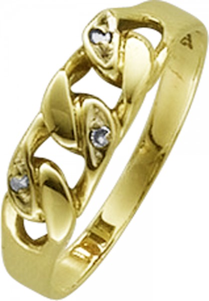 Ring in Gelbgold 333/- 3 Diamanten 8/8 W/P 0,03 ct. Zopfmuster,  19 mm Ringgrösse nicht änderbar