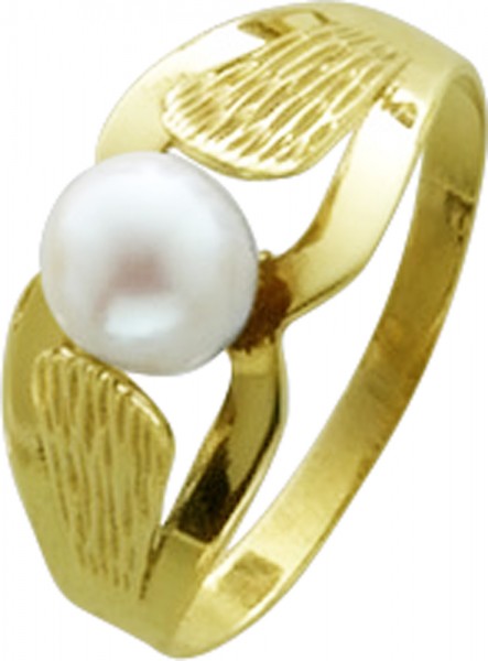Ring in Gelbgold 333/- jap. Akoyazuchtperle 6mm, feines creme rose Lüster Ringgrösse 18 mm änderbar