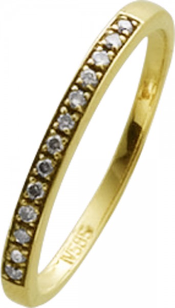 Ring in Gelbgold 585/- 13 Brillanten TLB/SI schwarz rhodiert gefasst, Größe 19mm, nicht änderbar