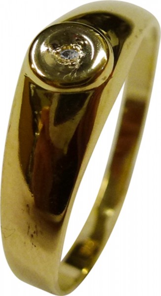 UNIKAT Ring in poliertem hochfeinem Gelbgold 585/-  Diamant 8/8 W/P in Größe 19 mm nicht aenderbar