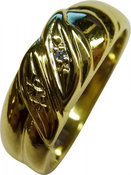 UNIKAT Ring in poliertem feinem Gelbgold 585/- 1 Diamant 8/8 W/P 0,007ct  Größe 16 mm gegen Aufpreis leicht aenderbar