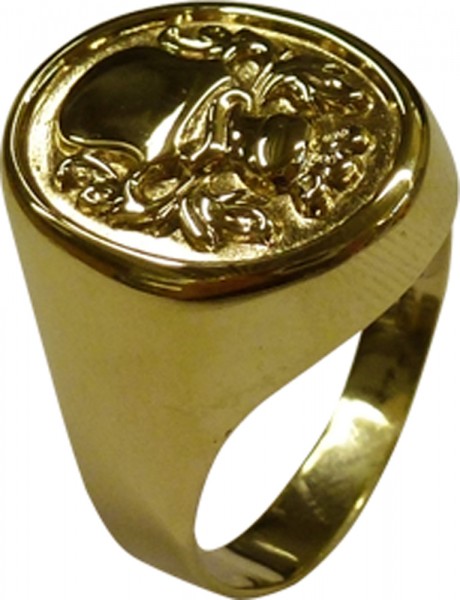 UNIKAT Ring in poliertem Gelbgold 333/- Herrenring mit Wappen Ringgröße 20,5 mm