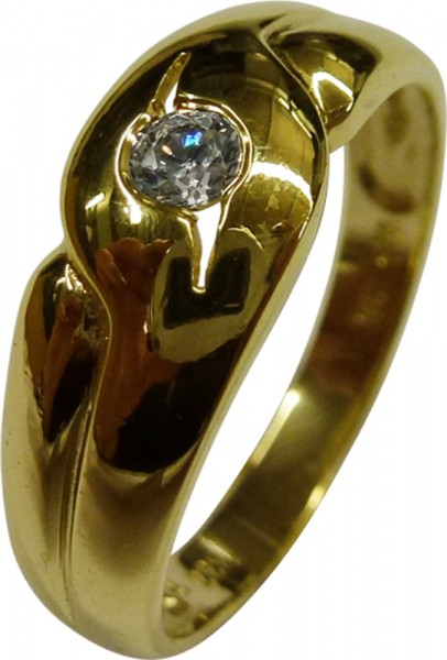 UNIKAT Ring Gelbgold 333/- strahlender Zirkonia 3,5mm im Durchmesser  Größe 21 mm