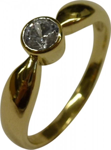 UNIKAT Zirkonia Ring in poliertem Gelbgold 333/-  Ringröße 19,5 mm änderbar