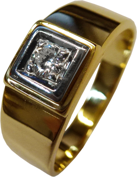 Ring in Gelbgold und Weissgold 585/- mit einem Brillant 0,15ct W/VVS